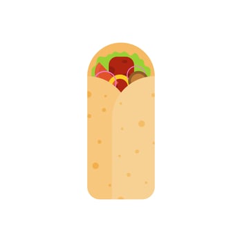 shawarma kebab flat design vector illustration. Arabic eastern toasty doner kebab meal. Shaurma or burrito business emblem flat vector illustration