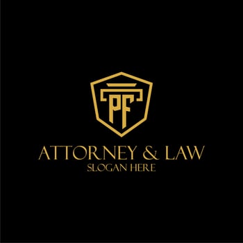 PF initial monogram for lawfirm logo ideas with creative polygon style design vector