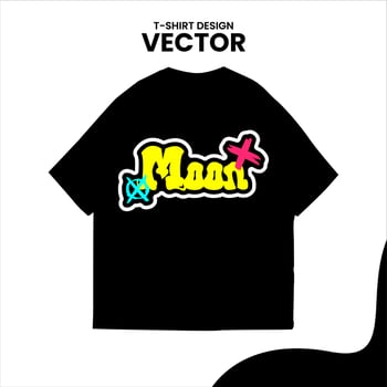 re-editable graffiti-style t-shirt design, isolated on a white background and mounted on a black t-shirt mockup vector