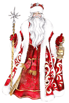 Watercolor illustration of Santa Claus with Christmas stick and lamp, Santa in Red coat with white ornament. png