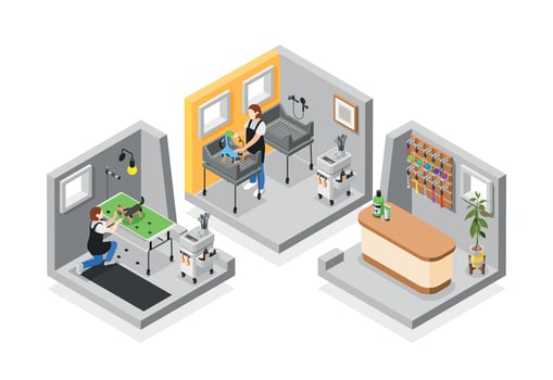 Grooming Salon Rooms Composition vector