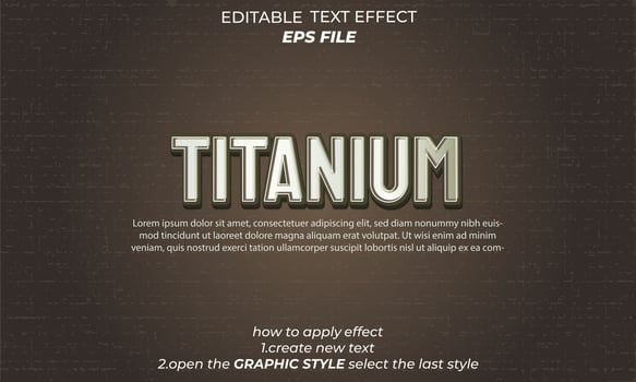 titanium text effect, typography, 3d text vector
