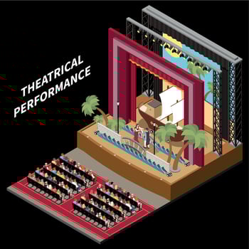 Theatre Interior Stage Isometric vector