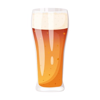 Beer in a glass cup. White background isolated. vector