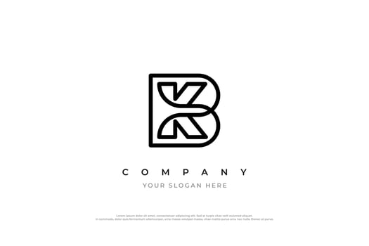 Initial Letter KB or BK Monogram Logo Design Vector