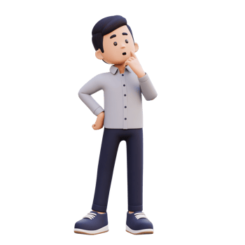 3D Male Character Engaged in Thoughtful Contemplation png