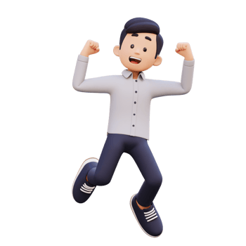 3D Male Character Happy Jumping with Joy png