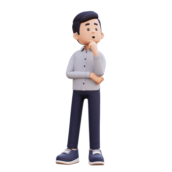 3D Male Character Engaged in Thoughtful Contemplation png
