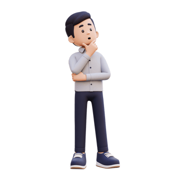 3D Male Character Engaged in Thoughtful Contemplation png