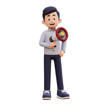3D Male Character Holding a Megaphone png