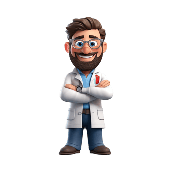 3D Happy cartoon doctor. Cartoon doctor on transparent background. png