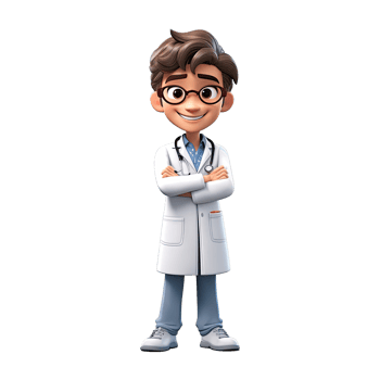 3D Happy cartoon doctor. Cartoon doctor on transparent background. png