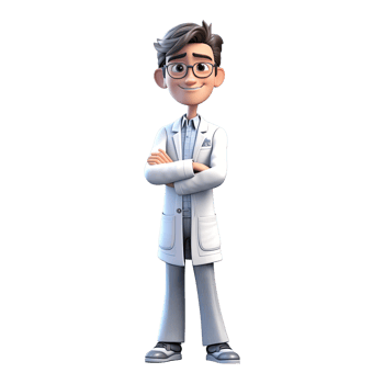 3D Happy cartoon doctor. Cartoon doctor on transparent background. png