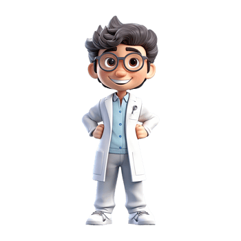 3D Happy cartoon doctor. Cartoon doctor on transparent background. png