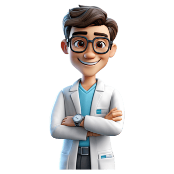 3D Happy cartoon doctor. Cartoon doctor on transparent background. png