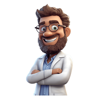 3D Happy cartoon doctor. Cartoon doctor on transparent background. png