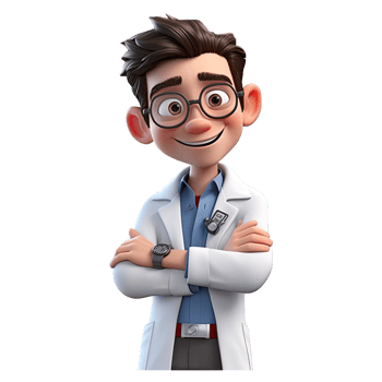 3D Happy cartoon doctor. Cartoon doctor on transparent background. png