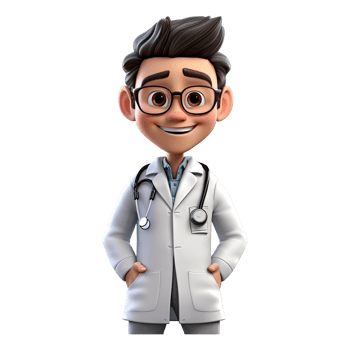 3D Happy cartoon doctor. Cartoon doctor on transparent background. png