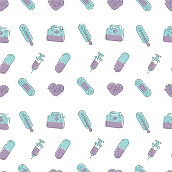 Seamless medical pattern on a white background. vector