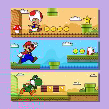 Mushroom Kingdom Horizontal Banner Set vector