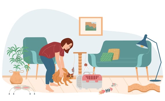 Cat At Home Composition vector