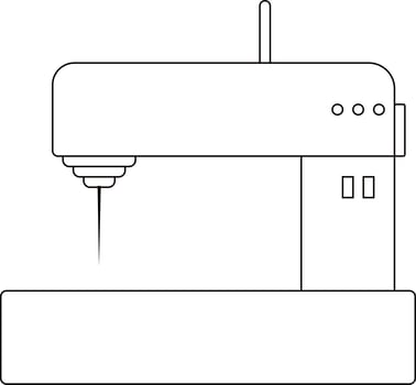 Line art sewing machine on background. vector