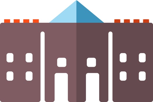 Castle in brown and white color. vector