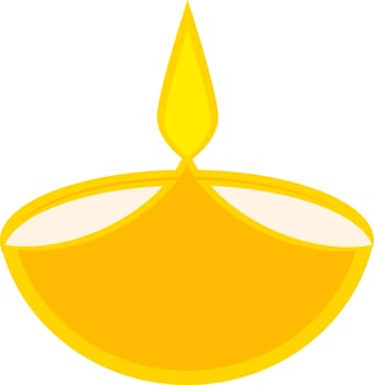 Flat illustration of yellow oil lamp Diya. vector