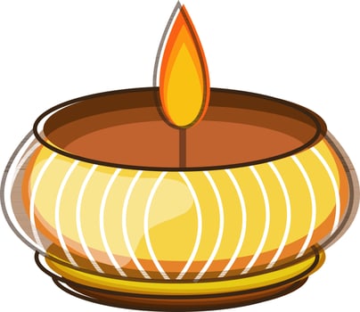 Illustration of illuminated oil lamp Diya. vector