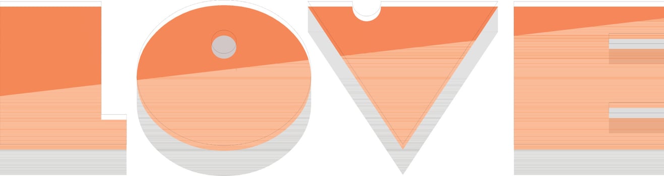 LOVE text in orange color. vector