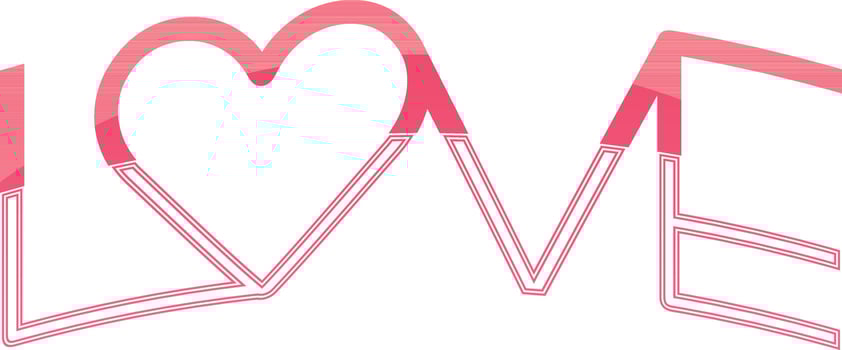 Creative text love in pink color. vector