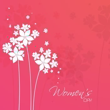Happy Women's Day celebrations greeting card design decorated with beautiful flowers on abstract background. vector