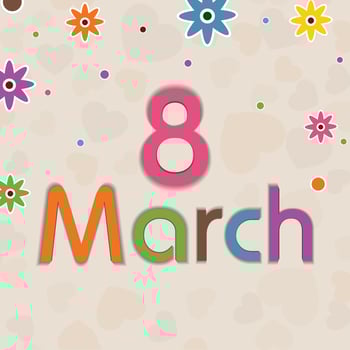 Happy Women's Day celebration text 8 March on shiny background. vector