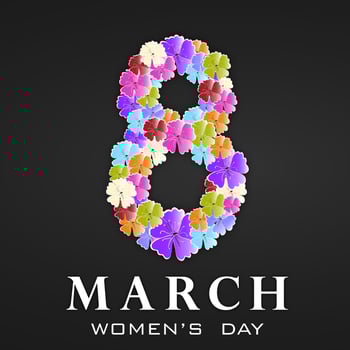 Happy Women's Day background with floral decorated text 8 March. vector