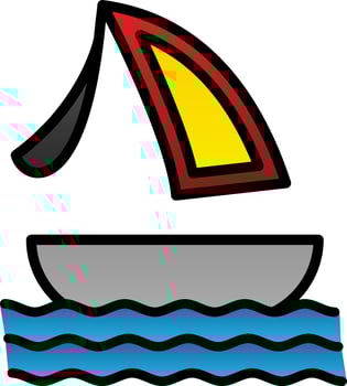 Surfing boat Vector Icon Design