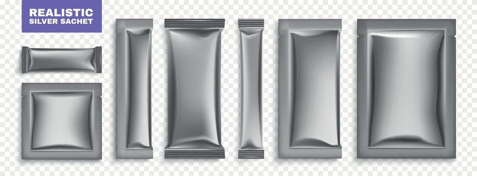 Silver Sachet Packet Set vector
