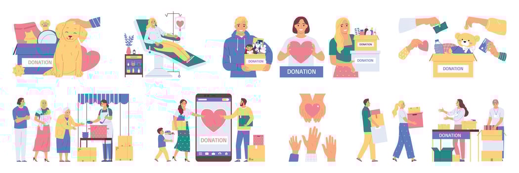 Charity Flat Set vector