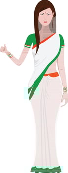 Young woman character in national tricolor saree. vector