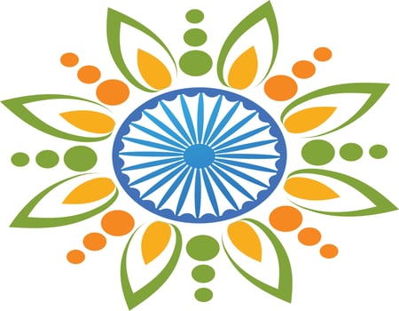 Rangoli design with ashoka wheel. vector