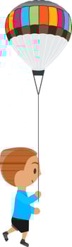 Illustration of a little boy with hot air balloon. vector