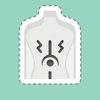 Sticker line cut Back Pain. related to Body Ache symbol. simple design editable. simple illustration vector