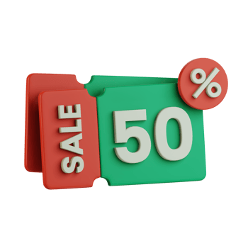 50 off big sale voucher gift discount ecommerce promotion event 3d icon illustration design png