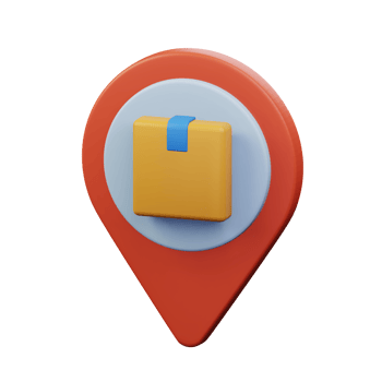 package cardboard box inside pin map location for shipment tracking point 3d rendered icon illustration design png