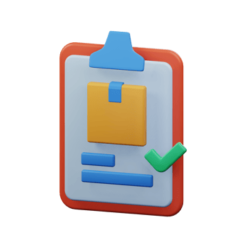 package order success delivered. cardboard with clipboard paper document with check mark for delivery service report 3d rendered icon illustration design png