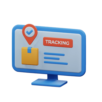 package cardboard box inside pin map location for online shipment tracking desktop web app point 3d rendered icon illustration design png