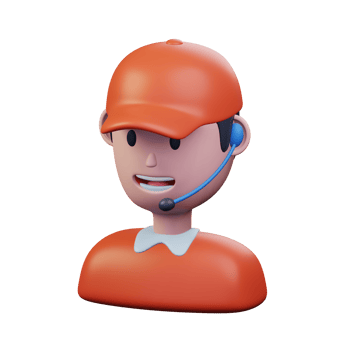 male person wearing hat using headphone work as costumer service smile talking with costumer 3d rendered icon illustration design png
