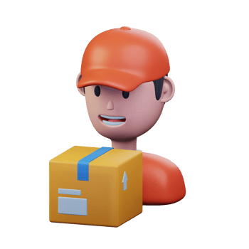 deliveryman pick up package box sending order to costumer 3d rendered icon illustration design png