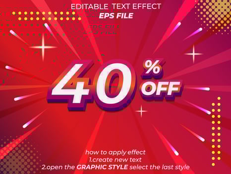 40 percent shopping day special offer discount text effect, 3d text, editable for commercial promotion vector