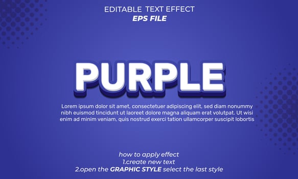 purple text effect, font editable, typography, 3d text. vector template