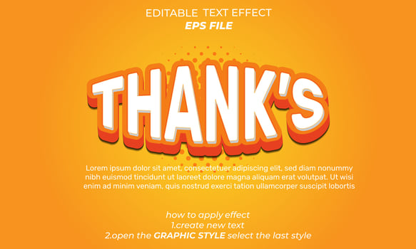 thank text font editable, typography, 3d text. vector template
